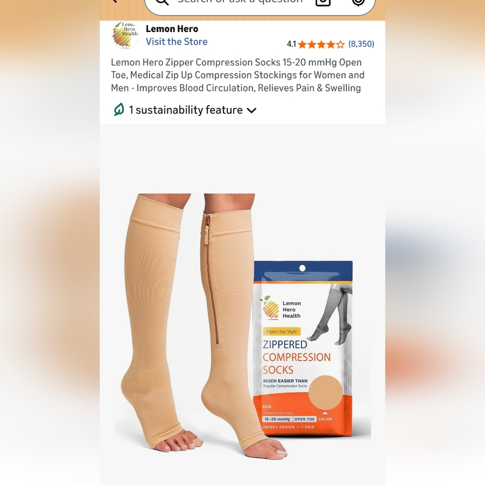 Tan Zippered Compression Socks